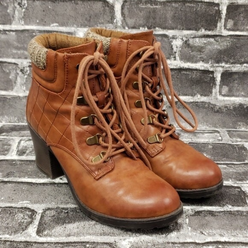 High heeled brown boots!